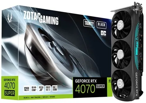 ZOTAC GeForce RTX 4070 SUPER Trinity OC Black - 12GB GDDR6X RAM - Näytönohjain